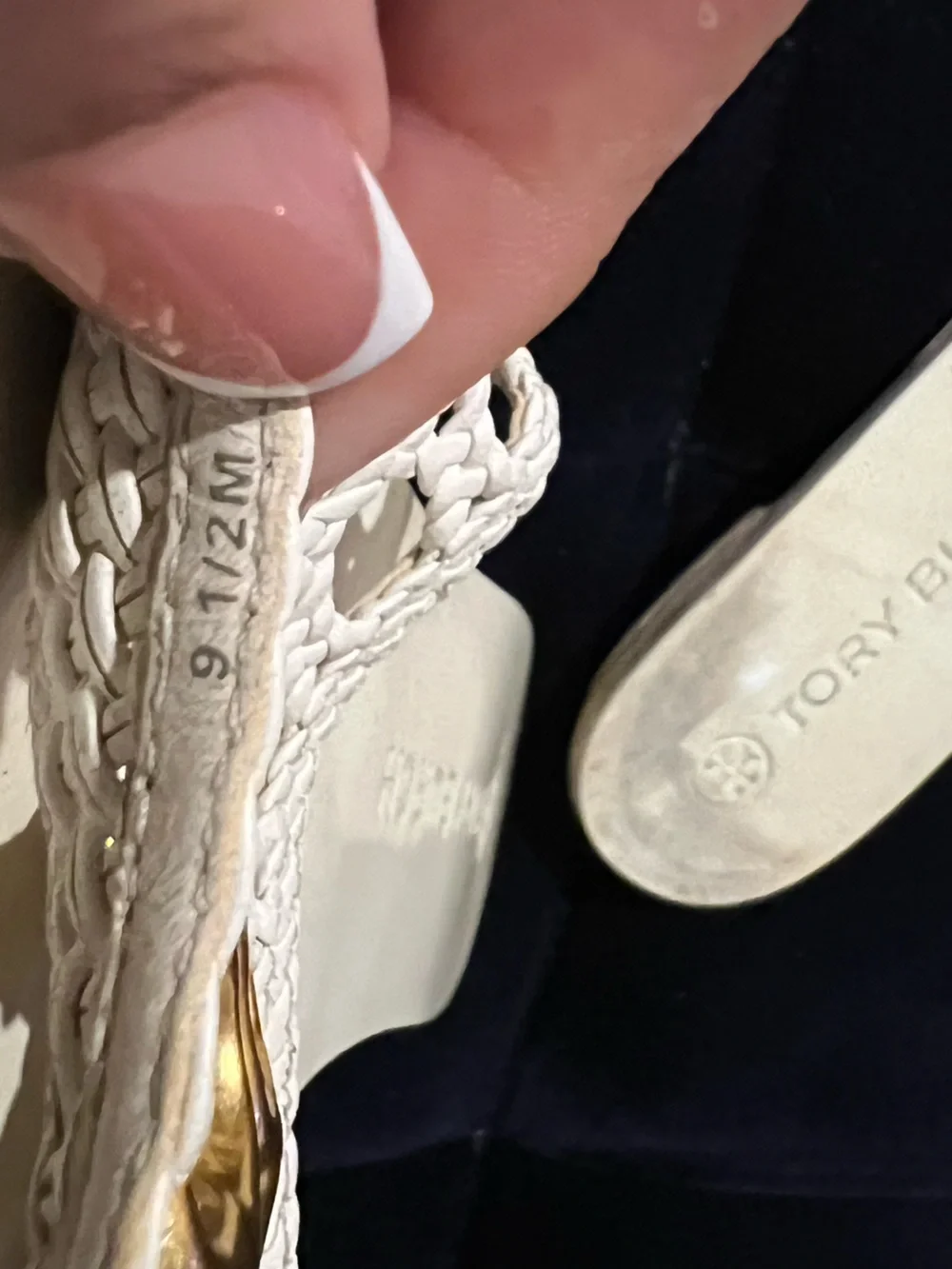 Tory Burch Eleanor Woven Leather Slides Size 9.5